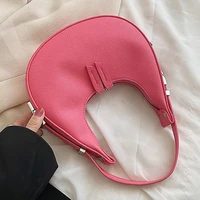 lychee pattern half moon pu leather small underarm handbag and purses for women 2022 summer trendy brand shoulder bag cute totes