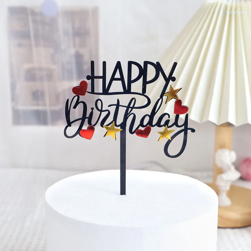 Новинка золотой романтичный двухслойный акриловый Топпер для торта на день