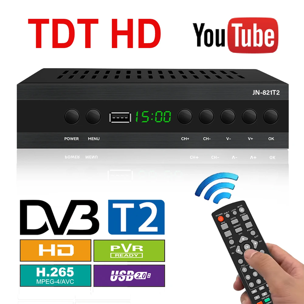 JN-821T2 Smart TV Box Горячая Испания TDT HD декодер DVB-T2 H.265 1080P Full наземный приемник