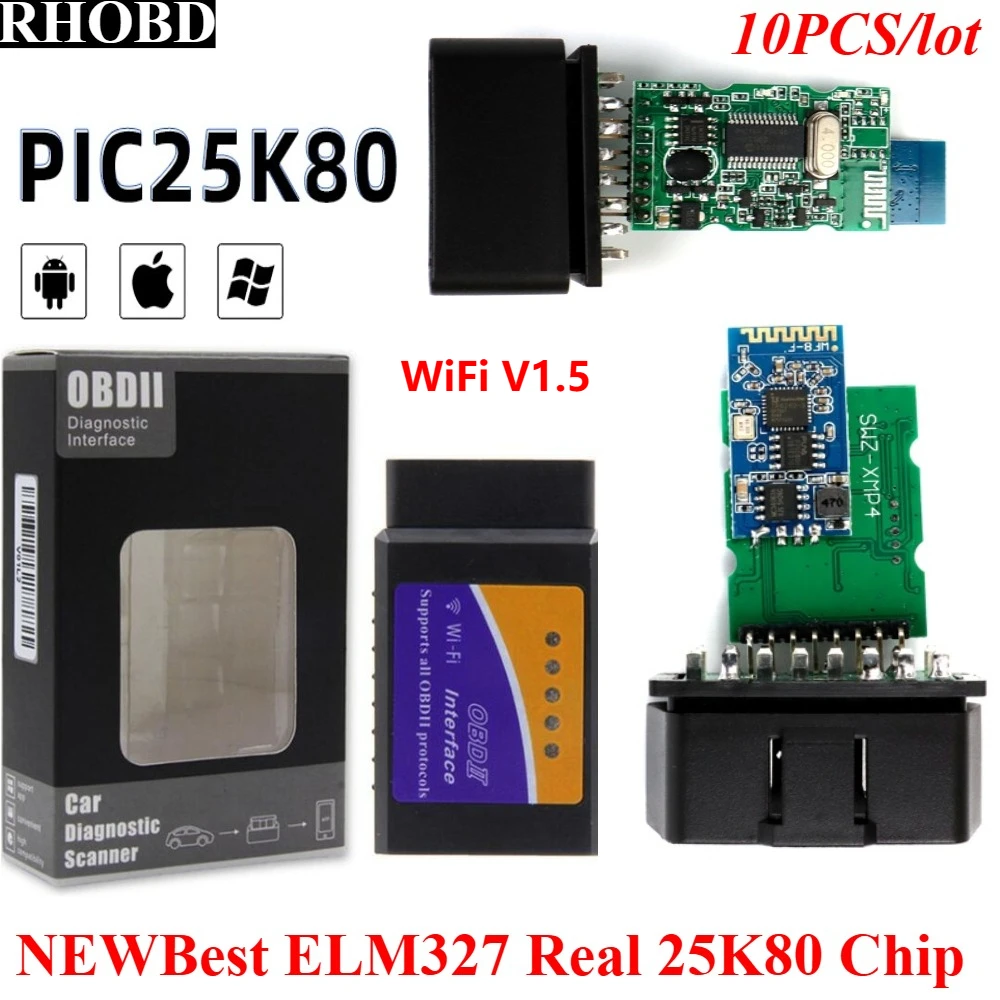 

10 шт. новый лучший ELM327 V1.5 двойная печатная плата настоящий чип PIC18F25K80 Bluetooth WIFI-считыватель кодов для IOS Android WIN OBD2 диагностический инструмент