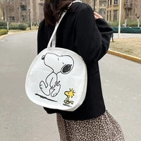 kawaii sanrio canvas bag kitty cinnamoroll snoopy shoulder large capacity shopping bag beauty travel backpack gift for girls