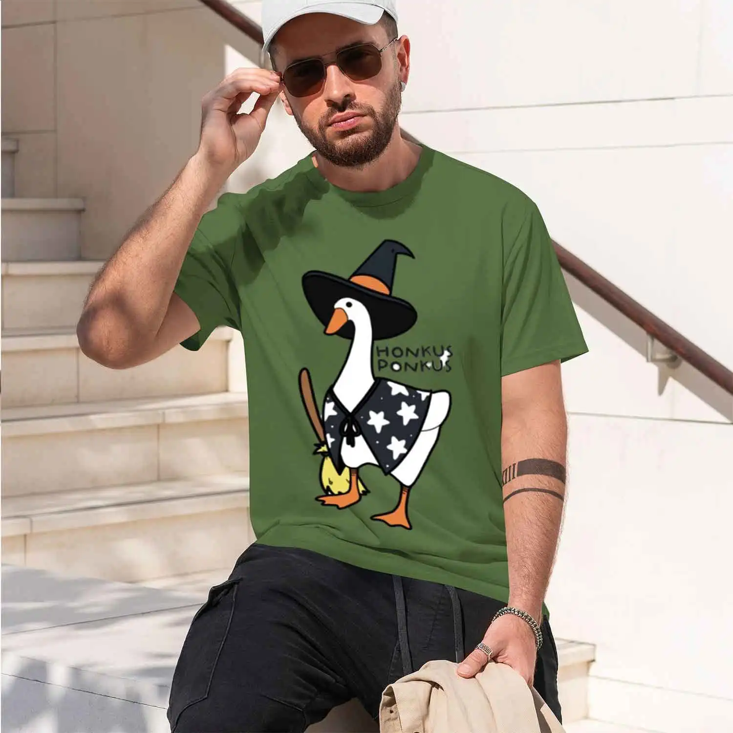 Фото Футболка с коротким рукавом и круглым вырезом Honkus Ponkus Sticker 2026, новая модель, классическая повседневная, в различных цветах и размерах, для ежедневной носки. №5