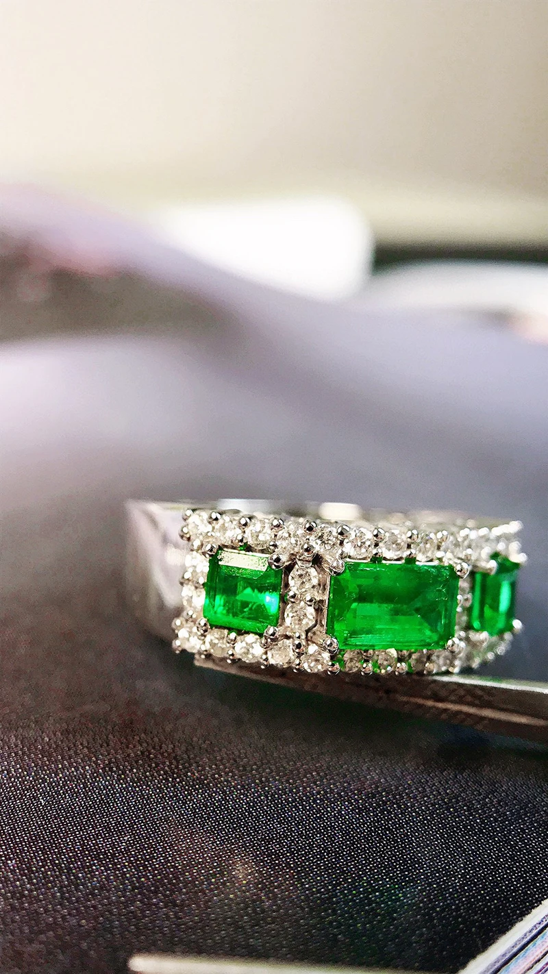 LUOWEND 100% 18K кольца из белого золота обручальное кольцо с натуральным бриллиантом