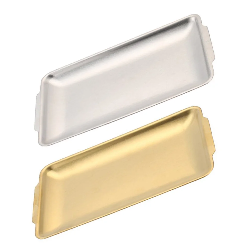 

2pcs Trays Fish Serving Tray Pasta Plate Metal Butler Tray Stainless Steel Decorative Tray Dessert Plate