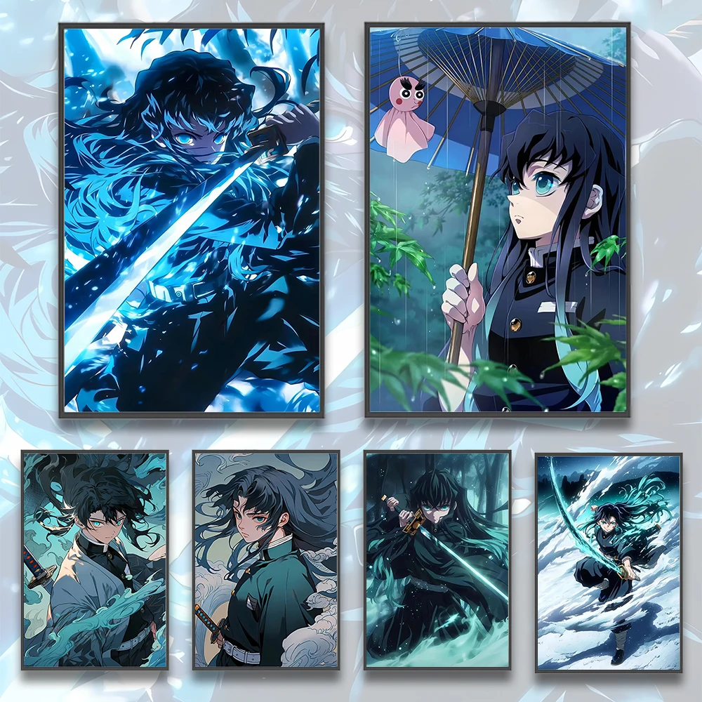 Хашира Муичиро Токито Убийца Демонов Аниме Самоклеящиеся Плакат Обои Фигурки