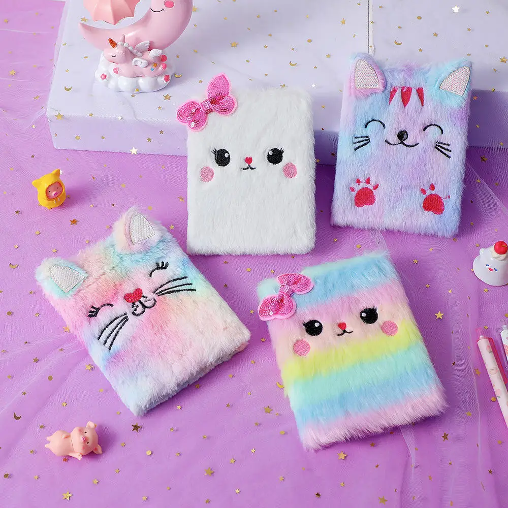 

New Cartoon Plush Notebook Diary Planner Journal Record Note Book Writing Notebook Students Stationery Gifts School Supplies 1PC