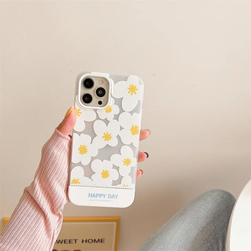

Cartoon White Flower Translucent Case Cover for IPhone 7 8 Plus 11 12 13 Pro X XR XS Max Shockproof Phone Case IPhone 13 Case