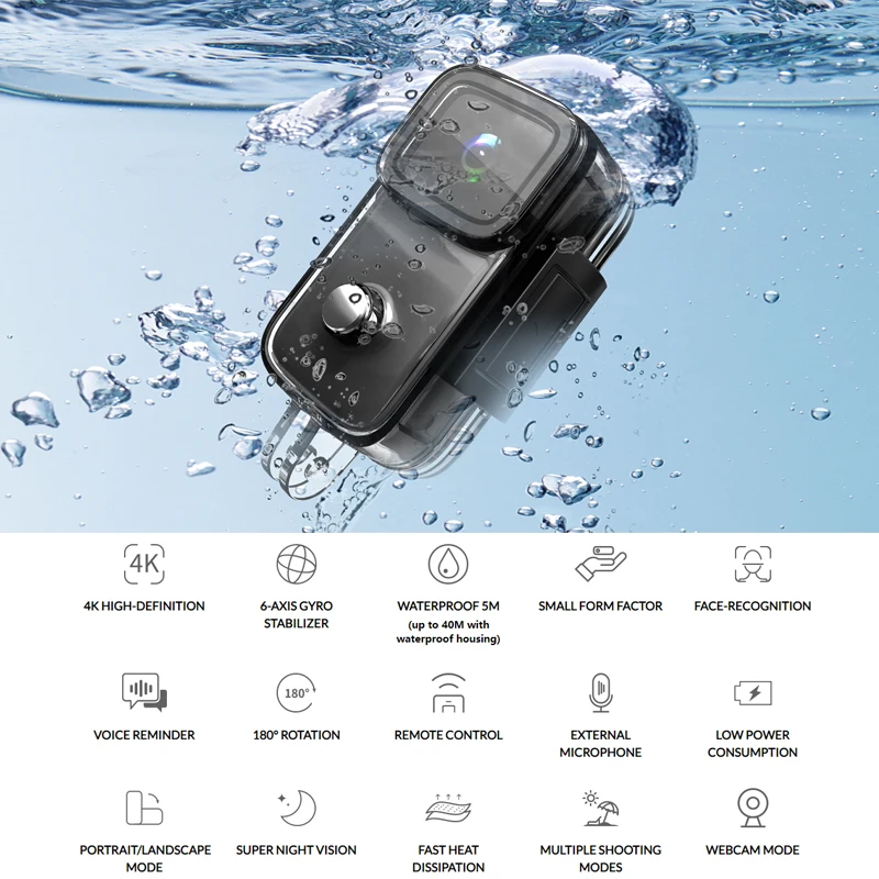 Экшн-камера SJCAM C200 4K 24FPS WiFi гироскопический стабилизатор ночное видение
