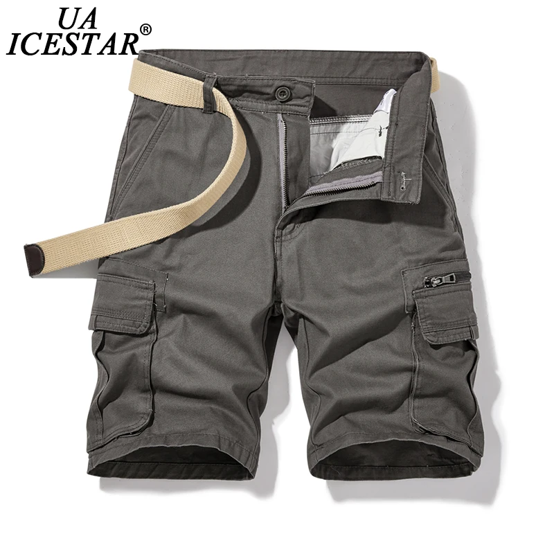 

UAICESTAR 2022 Summer Casual Shorts Men Fashion Solid Color Men Pants Multiple Pockets Military Tactics Cotton Cargo Men Shorts