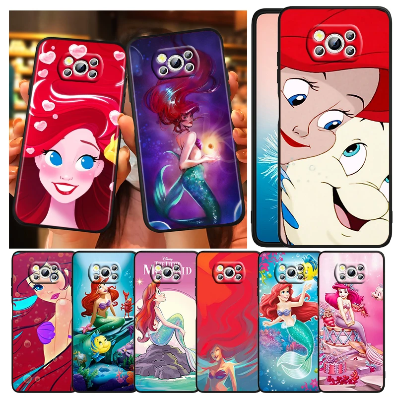 

Ariel The Little Mermaid For Xiaomi Civi Mi Poco X4 X3 NFC F3 GT M4 M3 M2 X2 F2 Pro C3 4G 5G Soft TPU Cover Black Phone Case