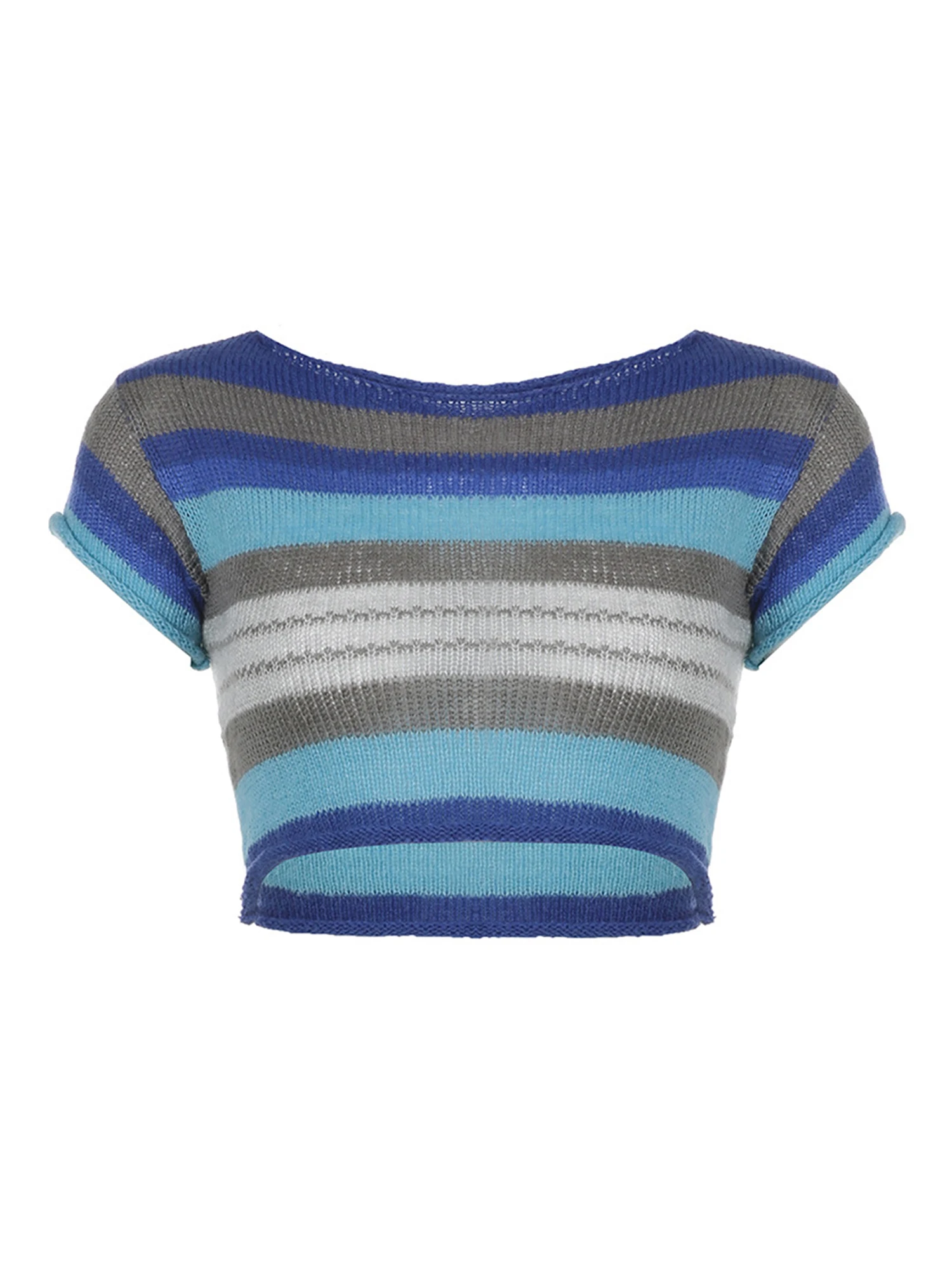 

Женский облегающий топ с коротким рукавом и круглым вырезом