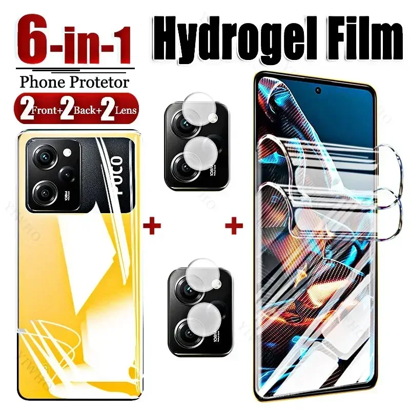 

Мягкая Передняя Гидрогелевая пленка Hidrogel для Xiaomi Poco X5 Pro 5G, защитные пленки для экрана Poco M5s, стекло для объектива задней камеры X4 X3 M4 M3 F4 Gt