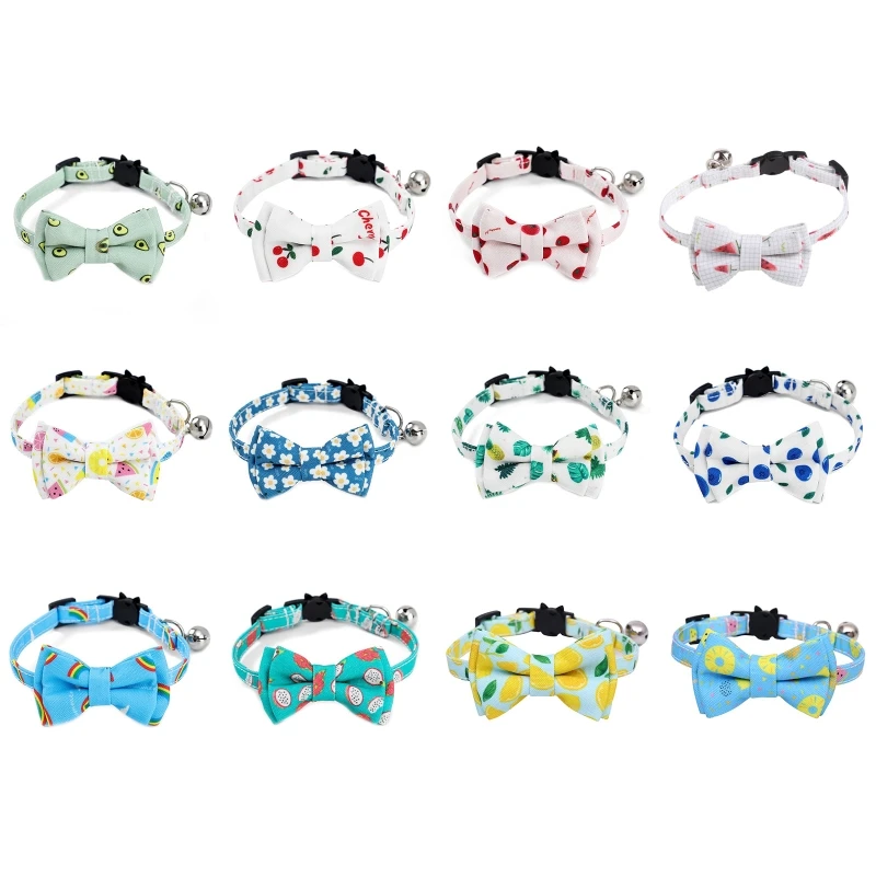 

D0AD Dog Collar Cartoon Pattern with Adjustable Safety Plastic Buckle D Ring Gift