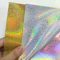 20x120cm roll flower pattern holographic metallic embossed pu faux leather fabric sheet for making shoebagclothing