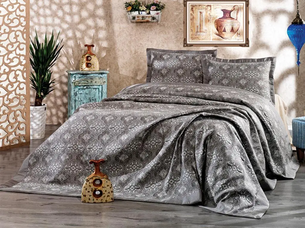 Valentino double bedspread anthracite gray