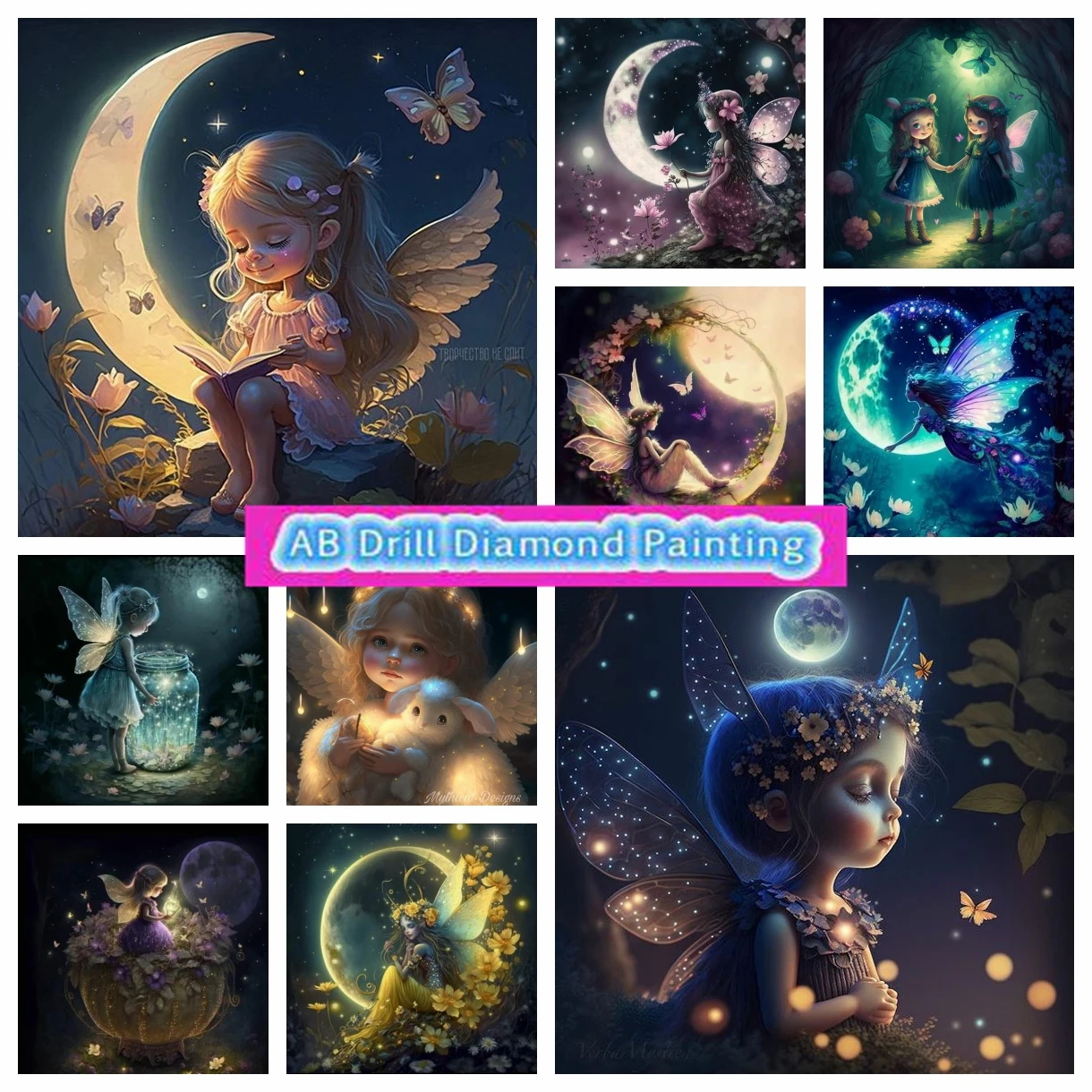 

Cartoon Elf Girl 5d AB Drill Diamond Painting Cute Fantasy Fairy Butterfly Art DIY Embroidery Cross Stitch Kit Home Decor Gift