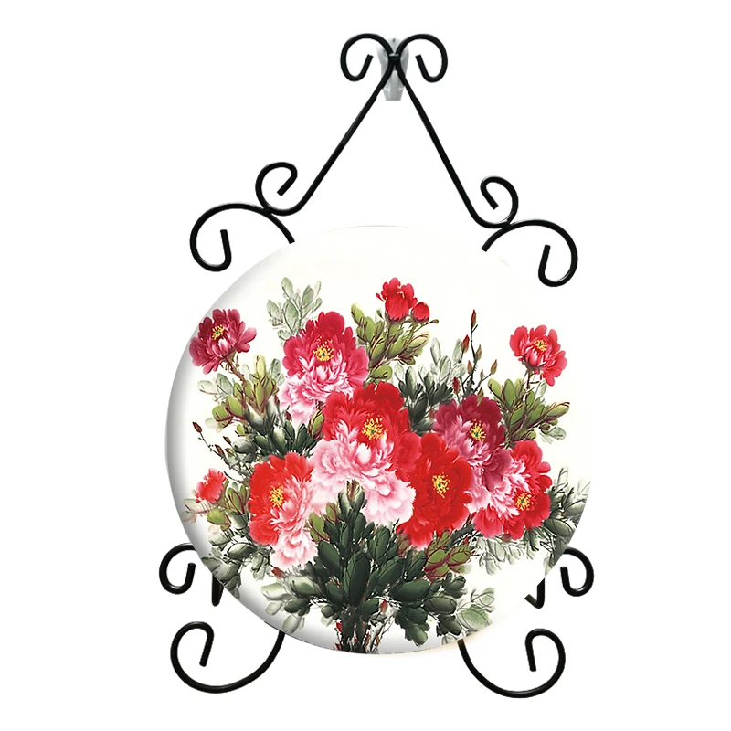 

Настенная вешалка для пластин, крючок для демонстрации картин, новый дизайн, украшение в виде лотоса, подставка для посуды, черный железный ...