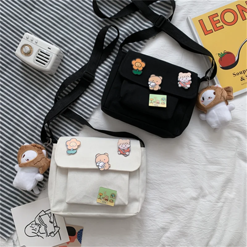 

Cute Canvas Small Bag Female 2022 New Japanese Harajuku Diagonal Bag Wild Student Girl Shoulder Bag Bags for Women