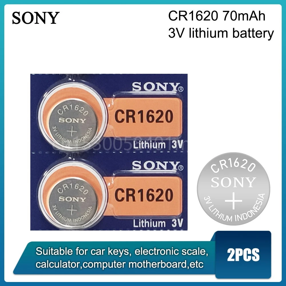

SONY 2 шт. CR1620 3 в литиевые батареи кнопка защиты окружающей среды батарея для автомобильного ключа дистанционного управления
