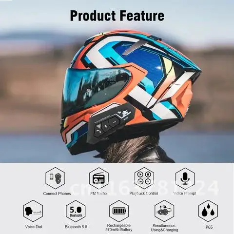 Bluetooth-гарнитура BT22 для мотоциклетного шлема водостойкая BT 5 0 + EDR