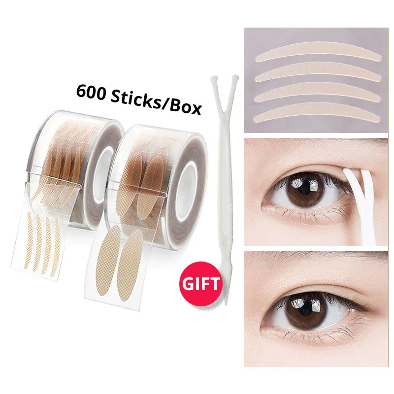 

Sdotter 600pcs Double Eyelid Tape dispenser Natural Invisible Waterproof eyelid stickers Paste Eye Lift Instant Makeup Clear eye