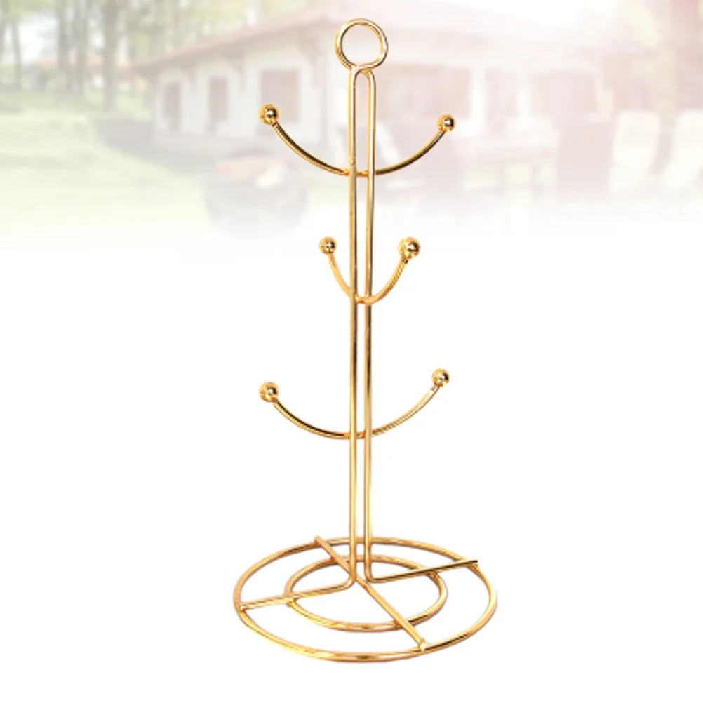

Tree Shape Draining Cup Holder Iron Glass Cup Shelf Hanging Coffee Mug Storage Rack (Golden)