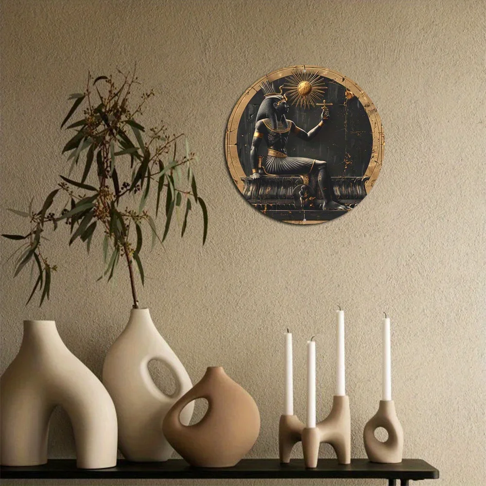 Круглый алюминиевый плоский знак египетская фигурка Фараона на тему идеально