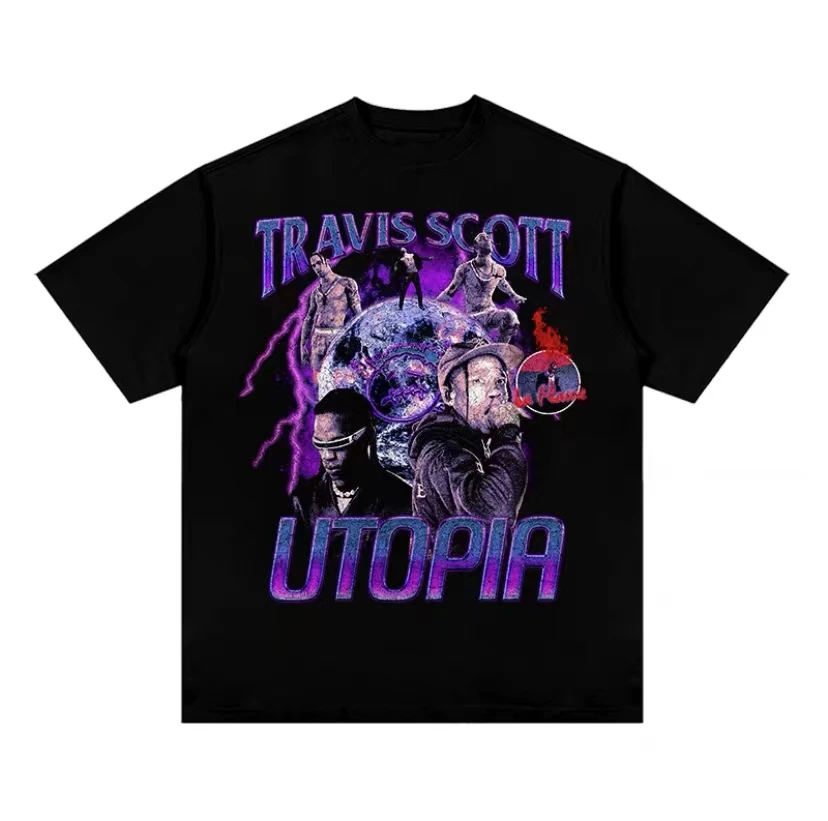 

Rapper Travis Scott Utopia Print Tshirt Streetwear Summer Regular Men Women Hip Hop Fashion Tee Shirt Brand T-shirt Short Sleeve