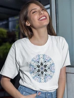 yeskuni geometric aesthetic graphic t shirt femme fashion summer harajuku comfy tops beautiful snowflake design t shirt women