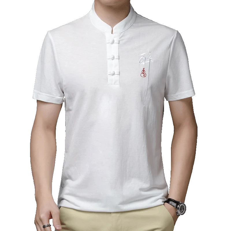 

2022 Chinese style retro men's summer clothes thin short-sleeved T-shirt 9166