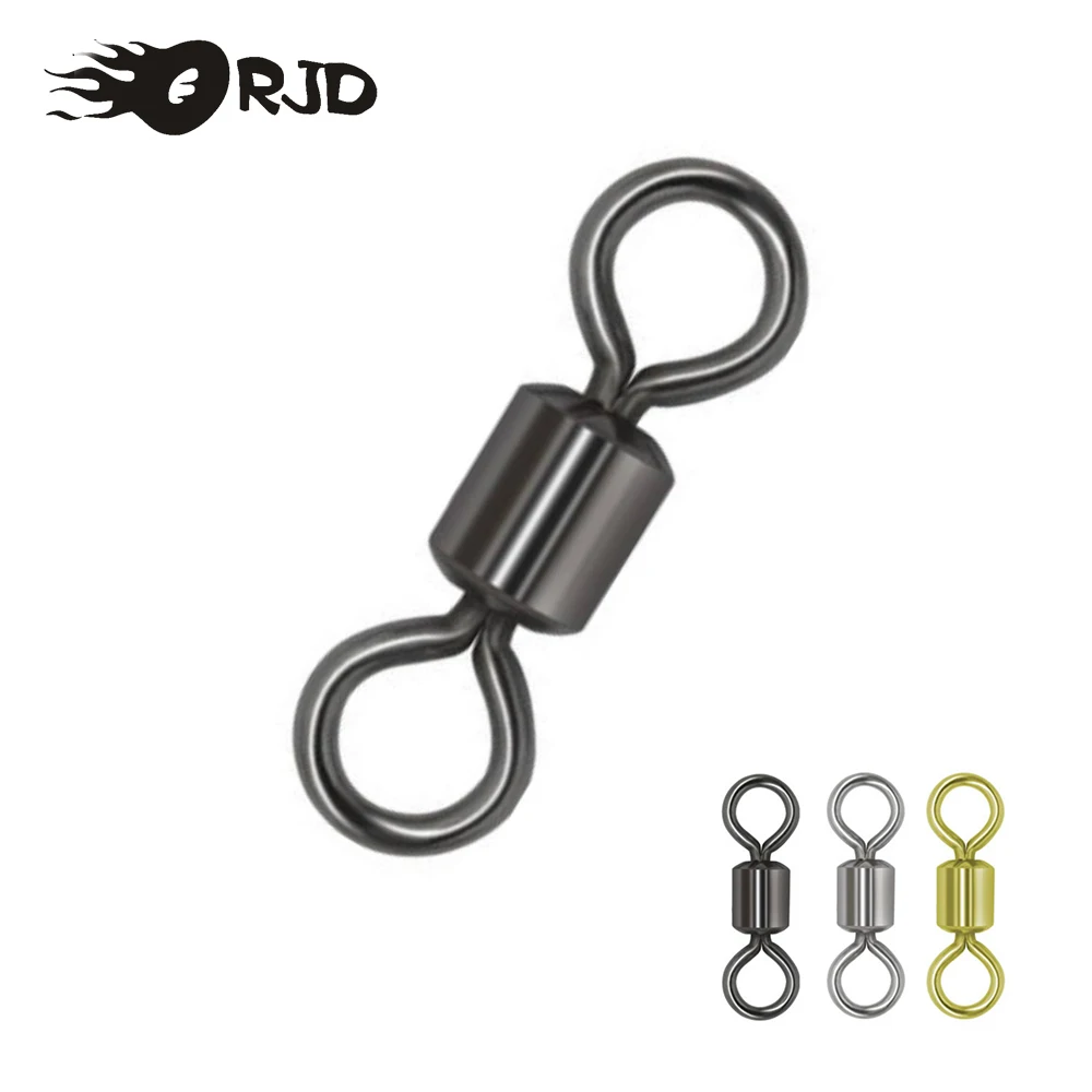 

ORJD 10-50pcs Swivel Fishing Connector Strong KG Fishing Rolling Swivel Stainless Steel Connector Solid Ring Barrel Bearing
