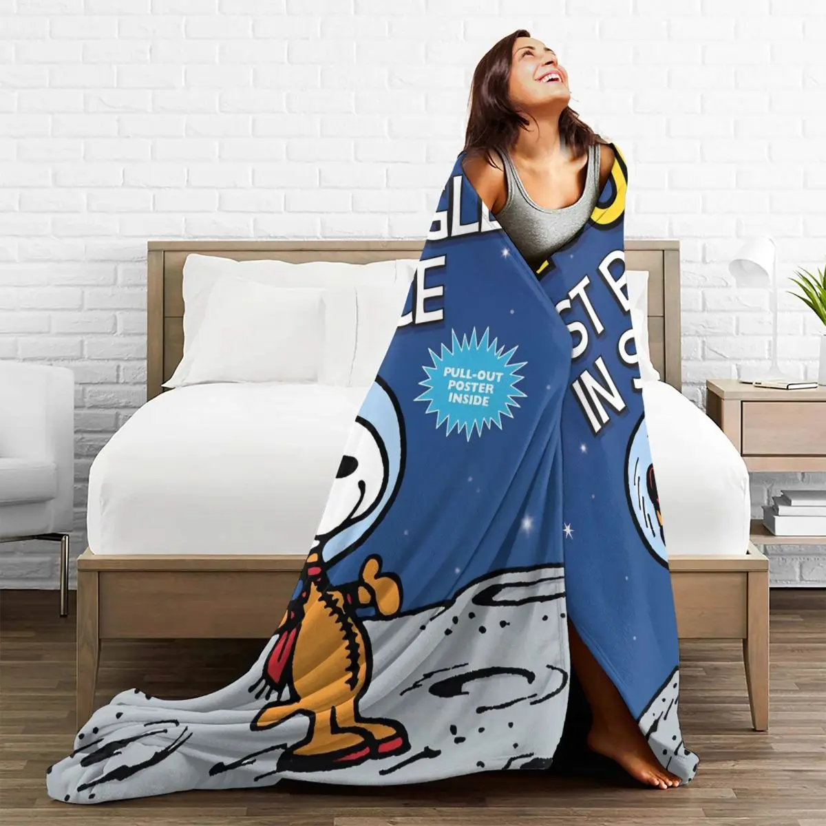Одеяло Snoopy в виде астронавта Miniso мягкое теплое новинка плюшевое постельное белье