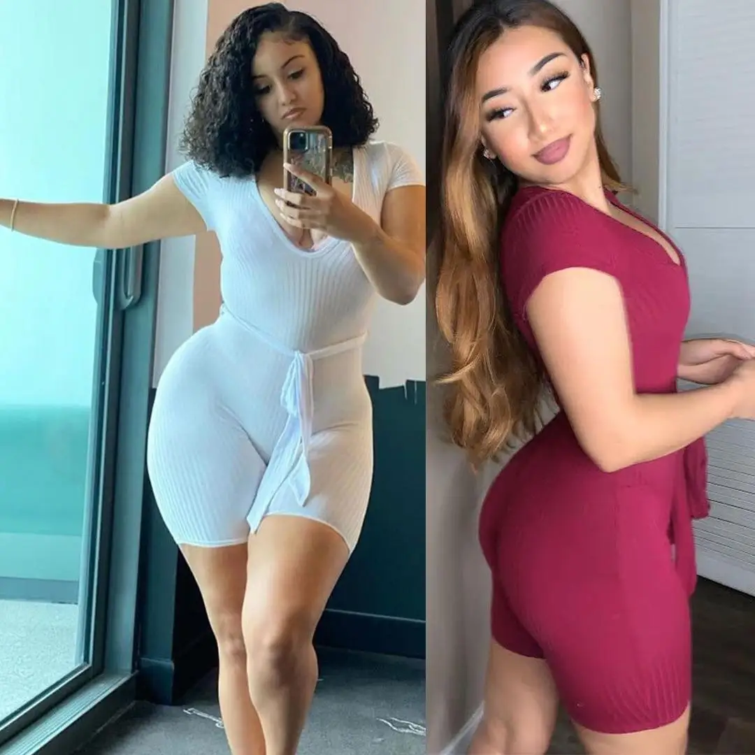 

Jumpsuit for Women Trend 2023 Sexy Print Deep V Elastic Pit Strip Casual Romper Ladies Solid Color Jumpsuit Romper Women