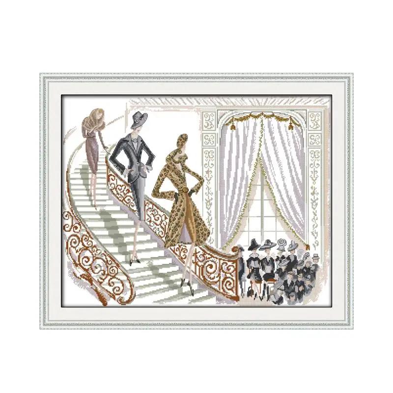 

Fashion show cross stitch kit 14ct 11ct count print canvas stitching embroidery DIY handmade needlework