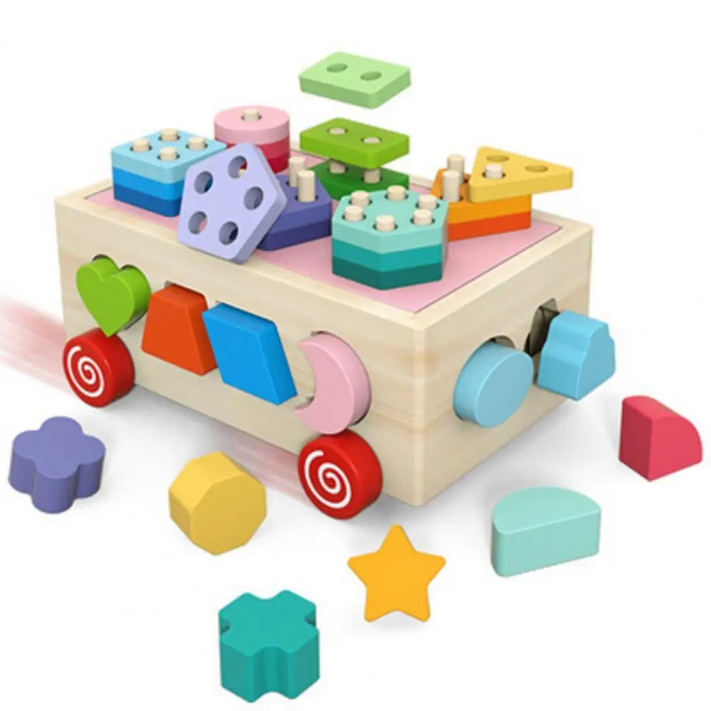 

Shape Matching Car Educational Wooden Toy Hand-Eye Coordination Safe Smooth Pairing Vehicle for Fine Motor Skills Training