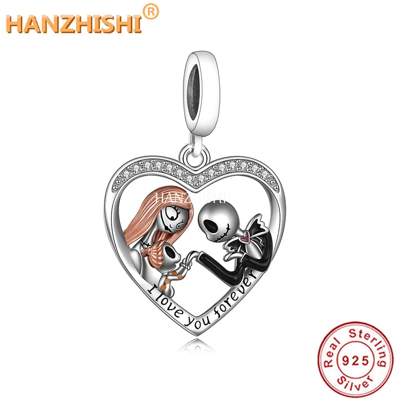 

2022 Real 925 Sterling Silver L Love You Forever Heart Dangle Charms Beads Fit Original Brand Bracelet Necklace Jewelry Gift