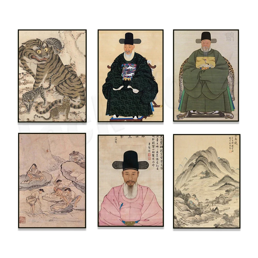 Korean Traditional Posters Antique Folk Art Huahu Kang Lo Portrait Congressman Lee Sung-won Asian