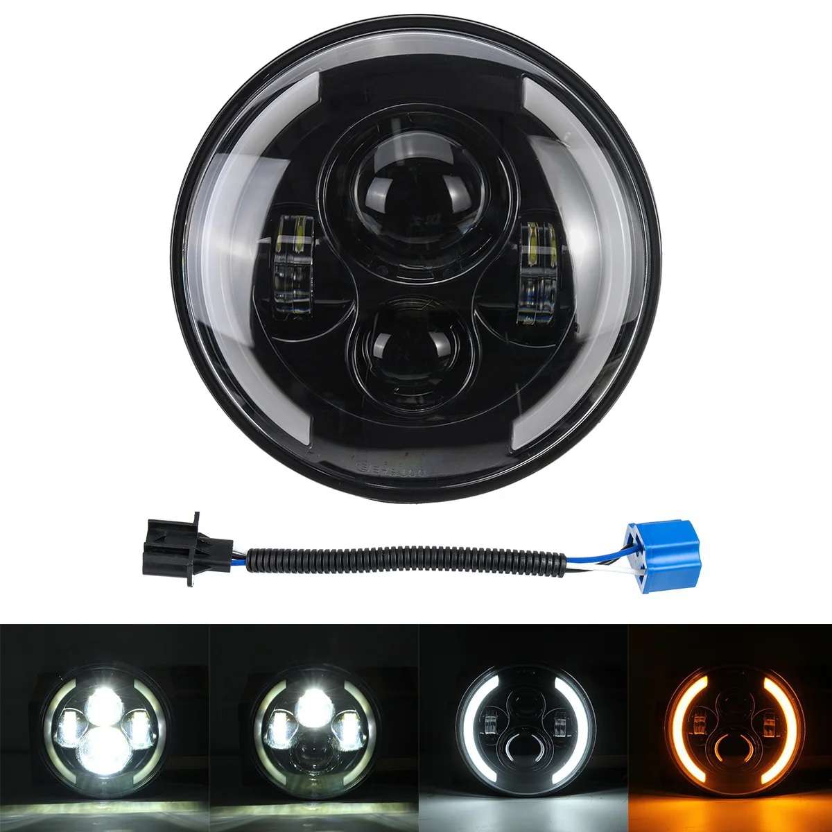 

7 Inch LED Headlights High Low Beam with Cree Amber & White DRL Halo Ring Angle Eyes for J Eep Wrangler Headlights JK LJ TJ CJ