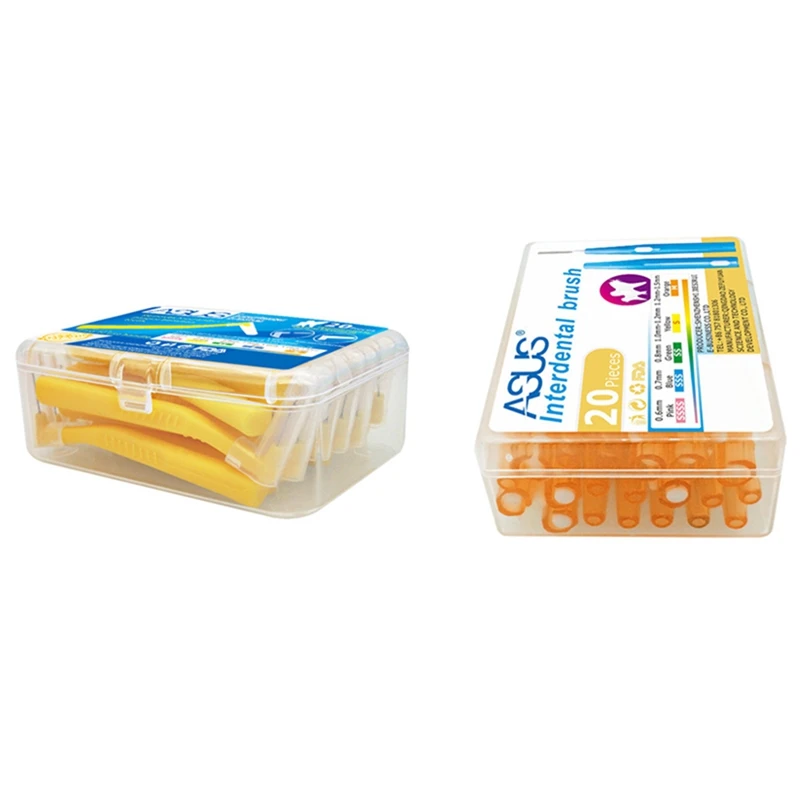

40X ASUS Push-Pull Interdental Brush Tooth Pick Tooth Orthodontic Toothpick Toothbrush Yellow & Orange