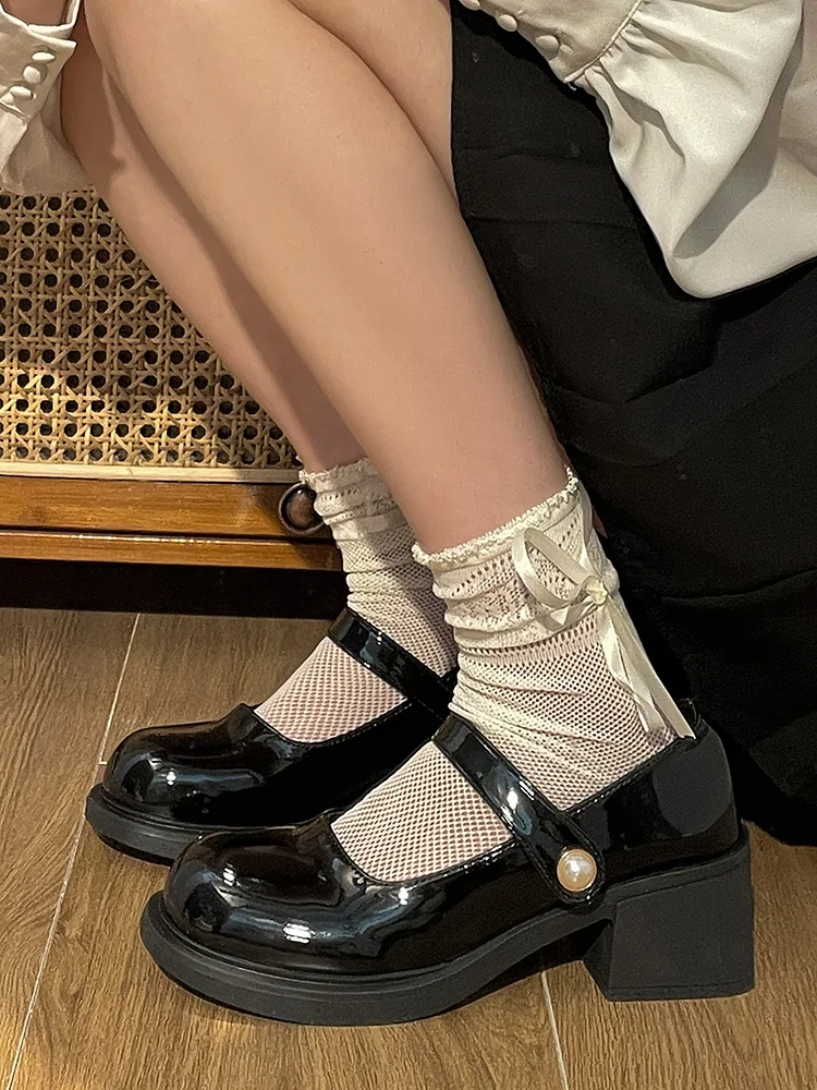 

Бежевые сандалии на высоком массивном каблуке, женская обувь с ремешками в классическом стиле, Туфли Мэри Джейн с круглым носком и закрытым ...