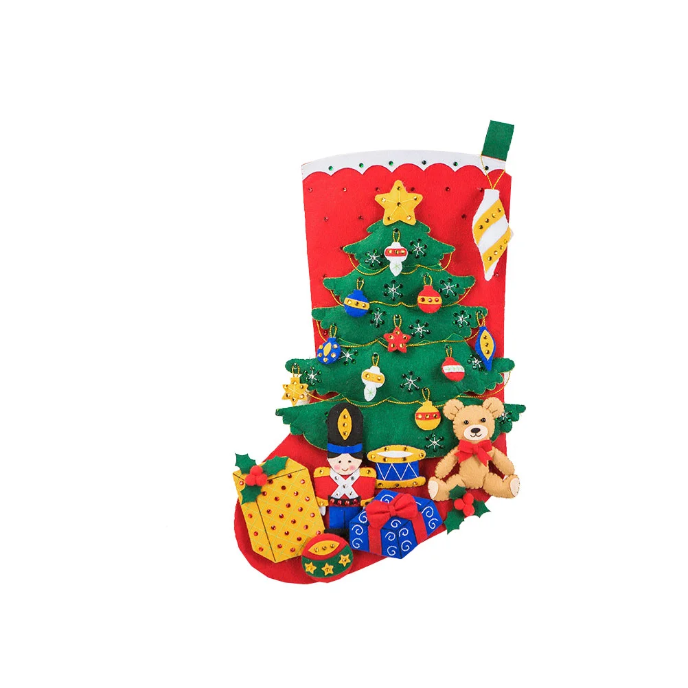 

Christmas Stocking Kits Felt Stockings Kit Materials Hanging Making Bag Diy Xmas Applique Fabric Woven Non Tool Development