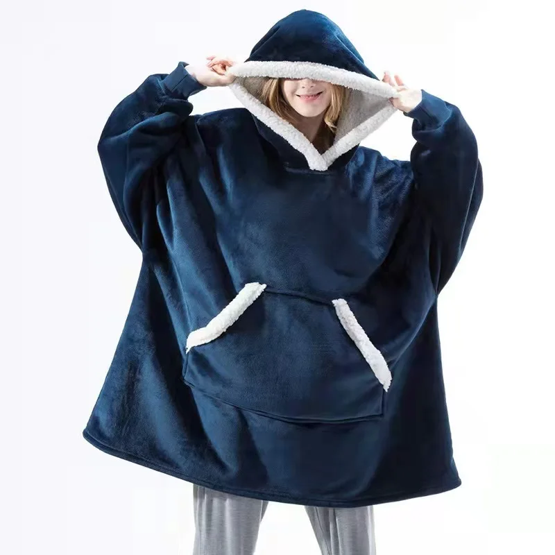 

Adult Winter Double-layer Facecloth TV Blanket, Thickened Warm Hoodie, Home Travel, Sofa Blanket, Baby Bath Blanket