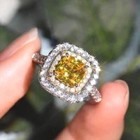 gorgeous square cz design women wedding rings marriage ceremony party bridal ring yellow cubic zirconia luxury finger jewelry