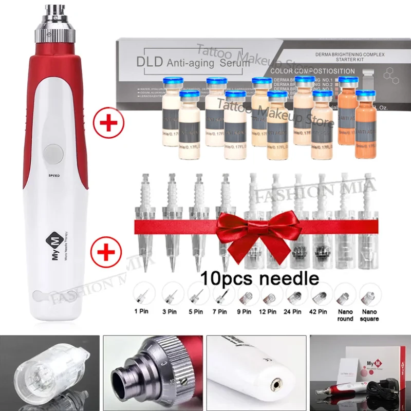 

Derma Pen Microneedling BB Cream Glow Starter Kit Electric Micro Needle Pen Facial Skin Care Set for Whitening Brightening Skin