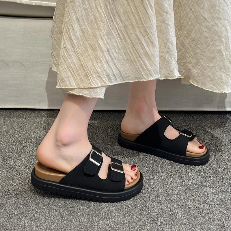 Сандалии унисекс кожаные босоножки на плоской подошве пробковые поддержка свода