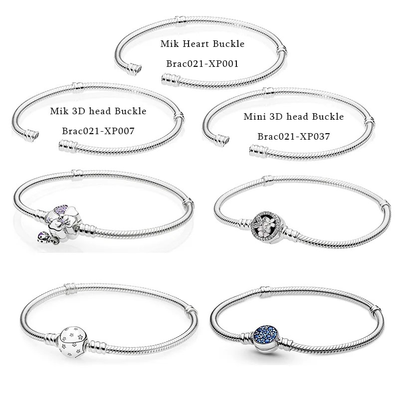 

Mik&Min Mouse 925 Sterling Silver Bracelet For Women Heart Flower Clasp For Beads Charms Jewelry Making 2022 Trend