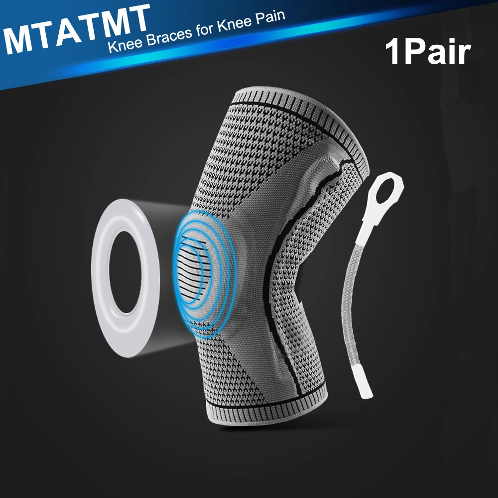 

1Pair Knee Braces Compression Sleeves with Silicone Gel & Spring Support for Knee Pain Arthritis,Meniscus Tear,Joint Pain Relief