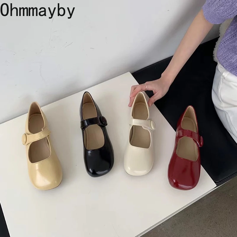 

2022 Spring Loafers Women Sandals Round Toe Hook Loop Flat Granny Shoes Shallow Ladies Casual Soft Ballerina