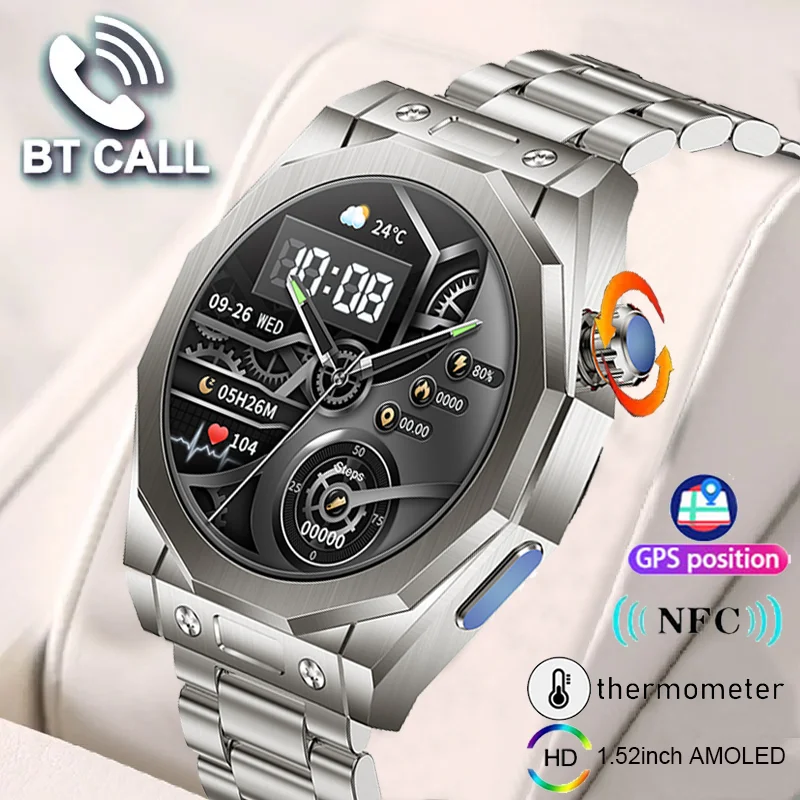 

Новинка мужские Смарт-часы с ЭКГ + ППГ GPS трек HD Bluetooth Вызов экран AMOLED 1,52 дюйма сенсорный экран мужские спортивные Смарт-часы + коробка