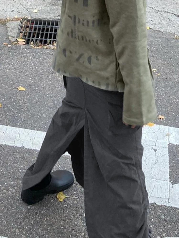 Юбка-макси Женская однотонная в стиле Харадзюку с карманами |